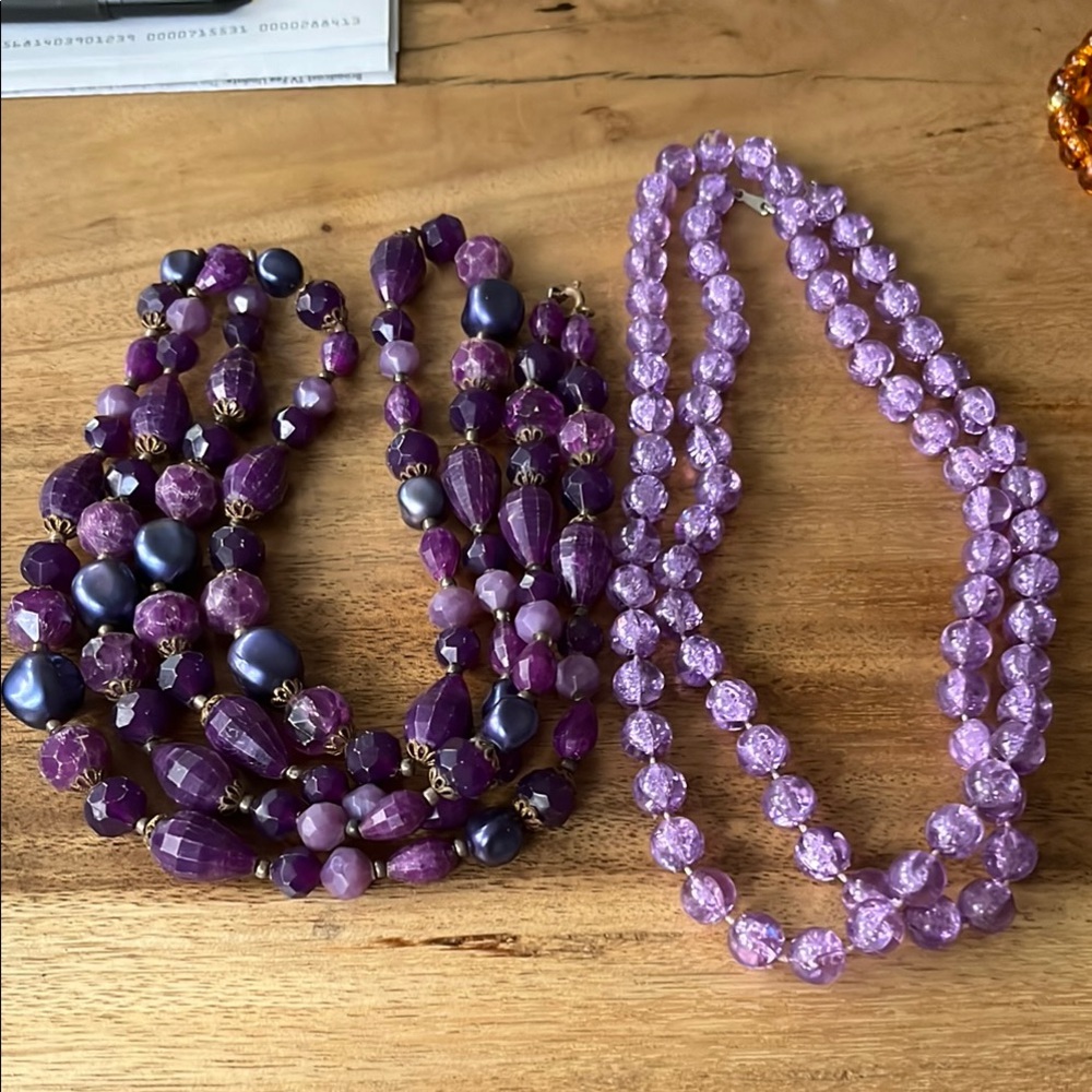 Elegant Estate Vintage Purple Beaded Necklaces gorgeous